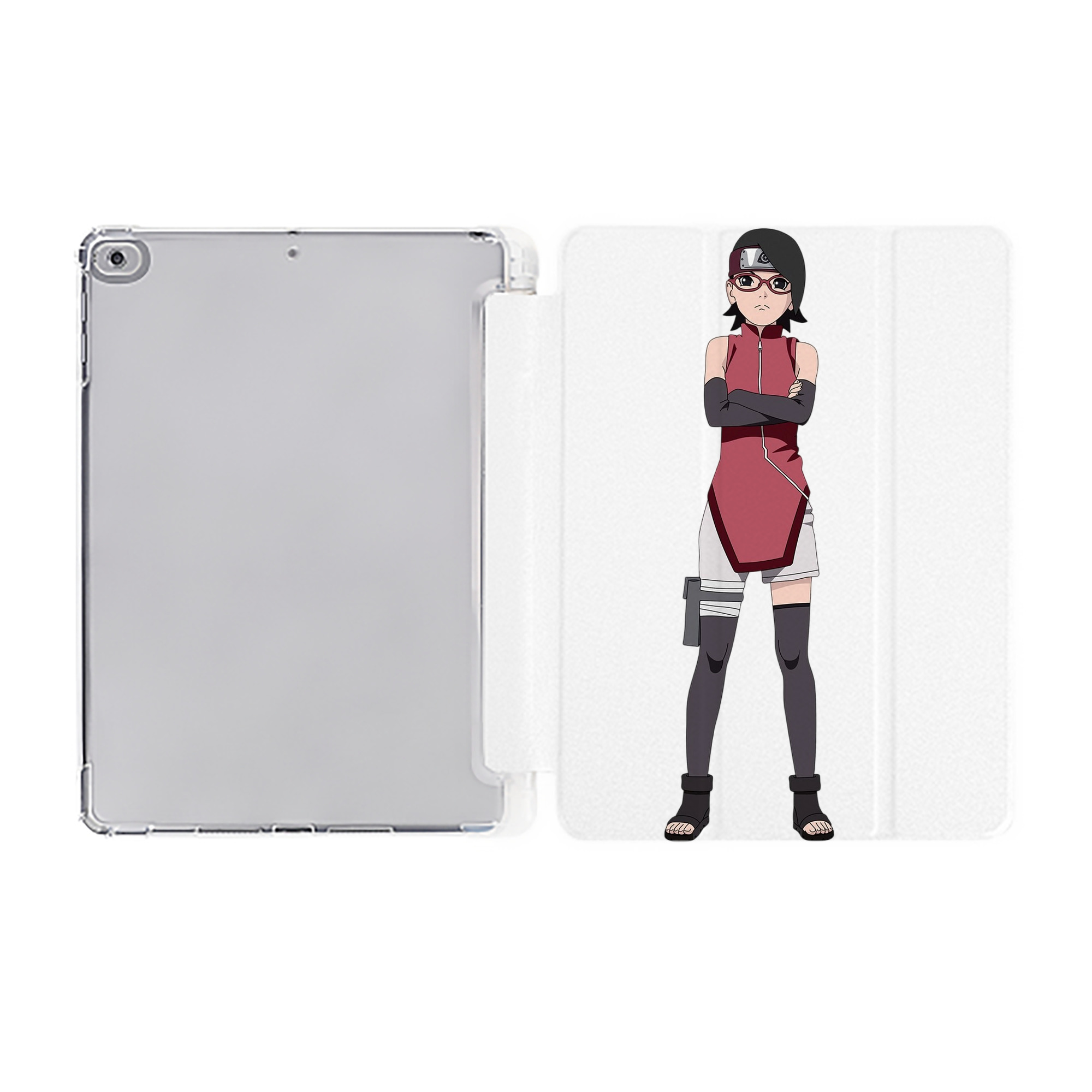 （画像用） NARUTO -ナルト- うちは サラダ Uchiha Sarada IPad ケース ペン収納付き 三つ折りスタンド PUレザー×シリコン 対応機種9.5/10.5/10.9インチ